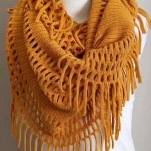 Tassel Fringe Knit Infinity Scarf